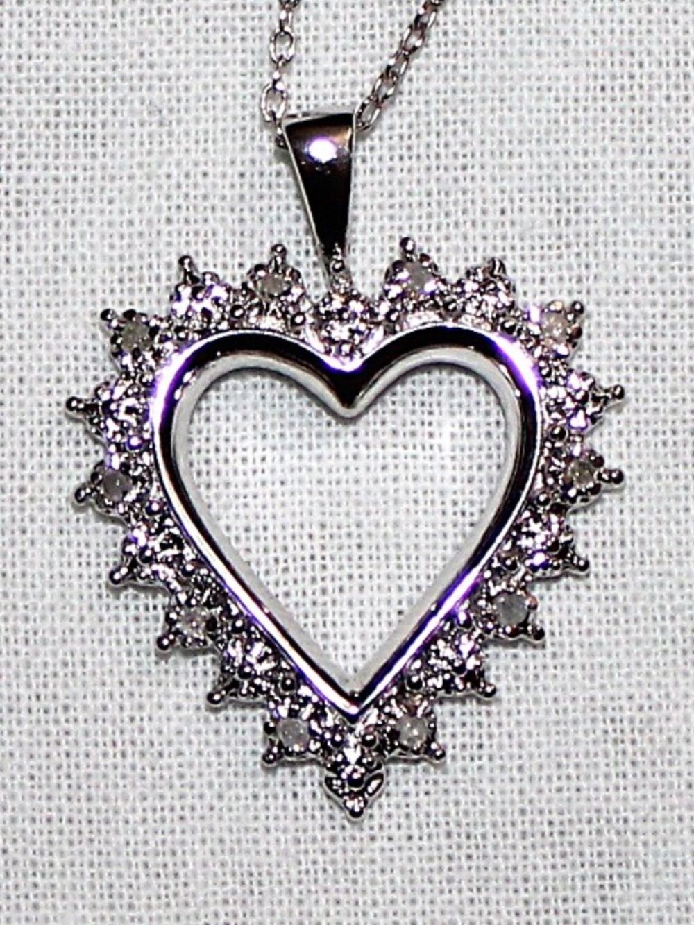 Sterling Silver Diamond Chip Heart Necklace